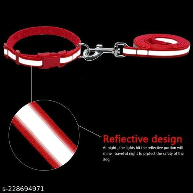 Neck Coller Belt with 5 Feet Leash for Pet (Multicolor, 0.5 inches) (Set of 1)