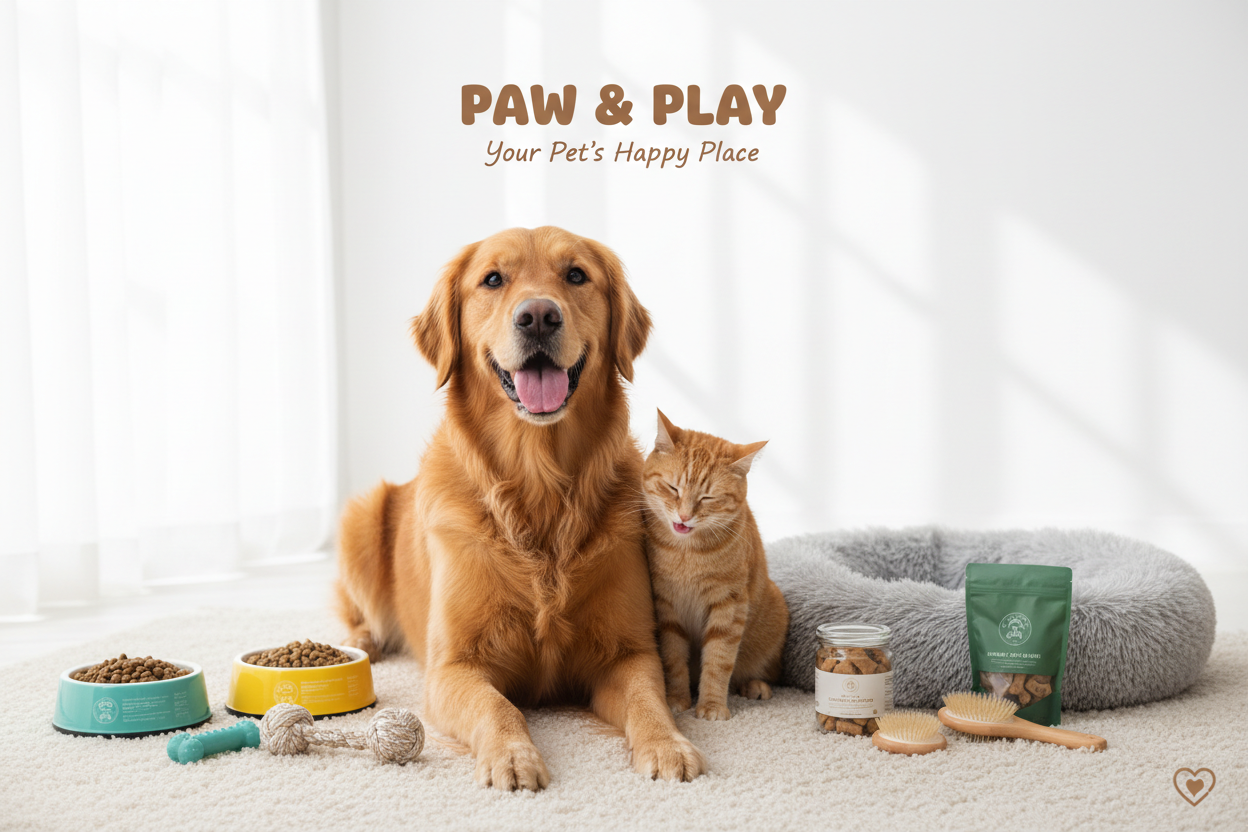 create a banner related to dog and cat niche with some products also in 8k quality and size 1920*1080